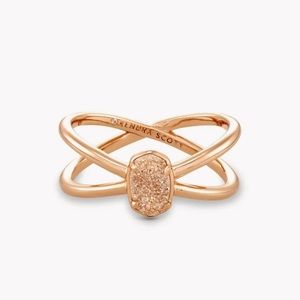 Kendra Scott Emilie Rose Gold Double Band Ring in Sand Drusy